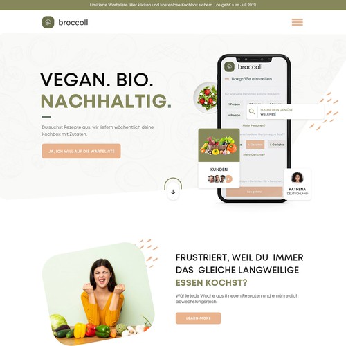 Designs Landingpage Mobile Web For Our Vegan Cooking Box New Fresh