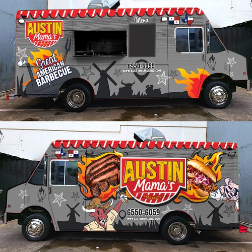 Designs Food Truck Wrap Design Austin Mamas Texas Barbecue Car