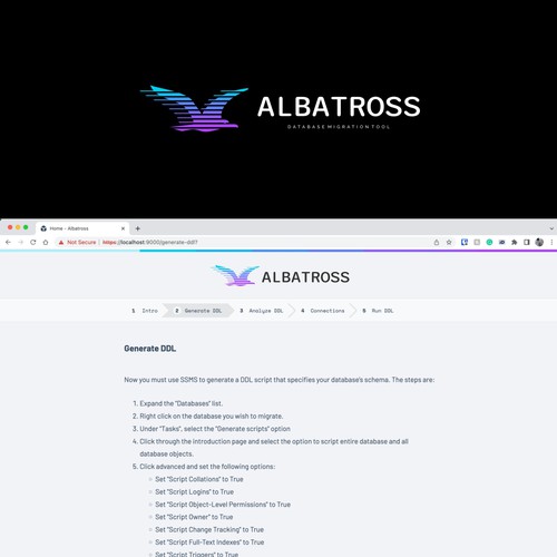 Create a logo for Albatross, a database migration tool. Design réalisé par R.one