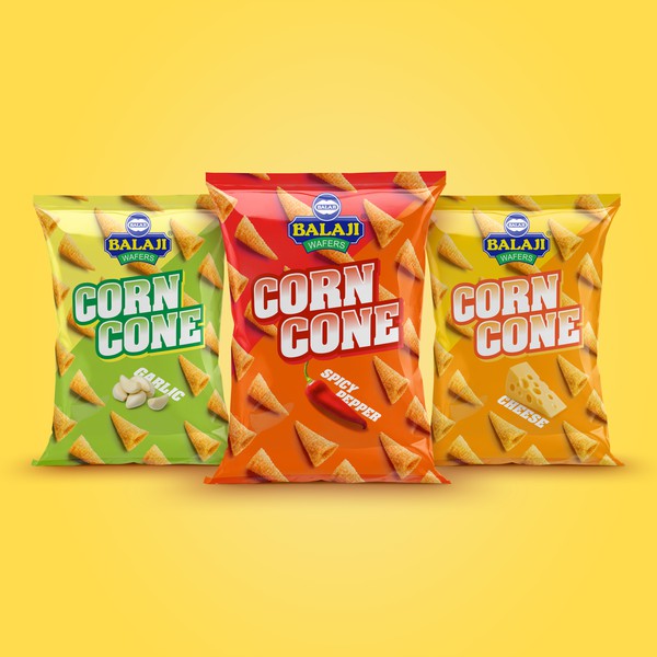 Package design for corn cone snacks