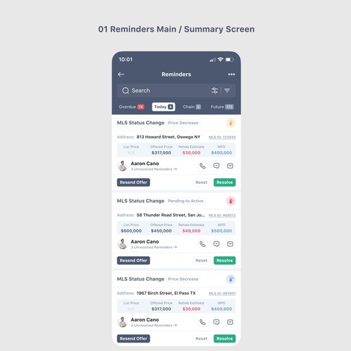 Help us modernize and simplify our reminders interface! Design by Corelle Design