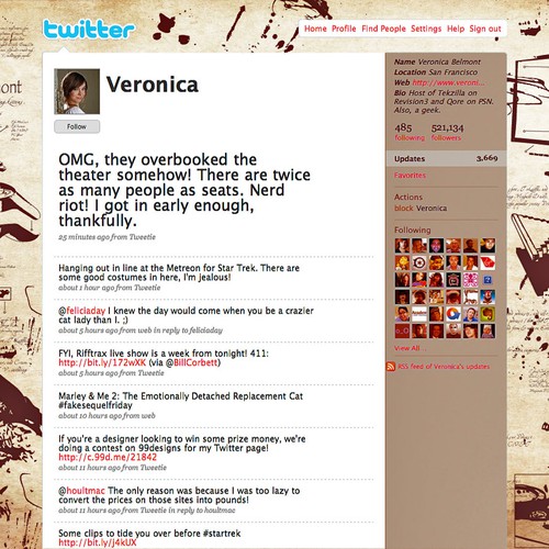 Twitter Background for Veronica Belmont Design by Darayz