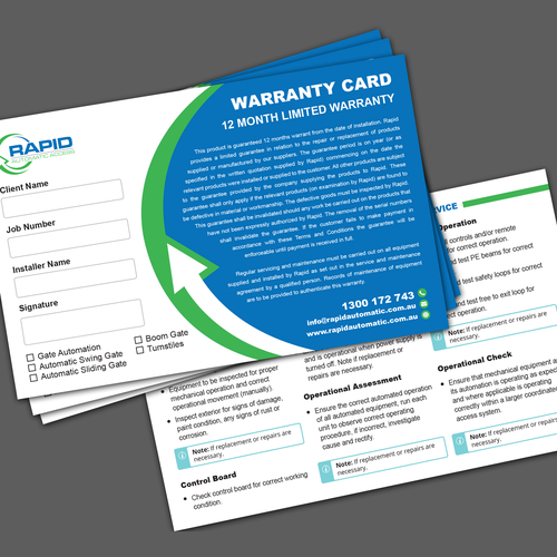 design attractive warranty card of products and services