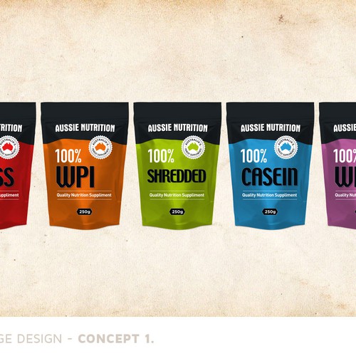 Aussie Nutrition supplement range needs new packaging! Design réalisé par Niccolo.design