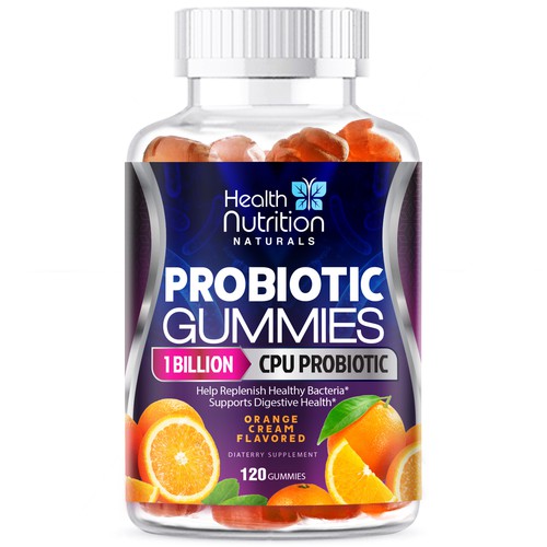 Healthy Probiotic Gummies Label needed for Health Nutrition Design réalisé par agooshe