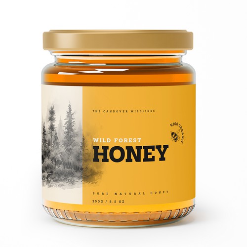 The Bees Need You! Wild Forest Honey Label Design. Design by ibrhmglbs