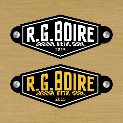 Design a Modern Machine Age Metal Name Plate to be riveted to metal art ...