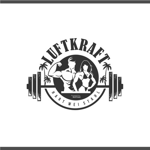 Create a logo for cool outdoor Gym in the „golden age Bodybuilding times“ style. Design by Dheldraw