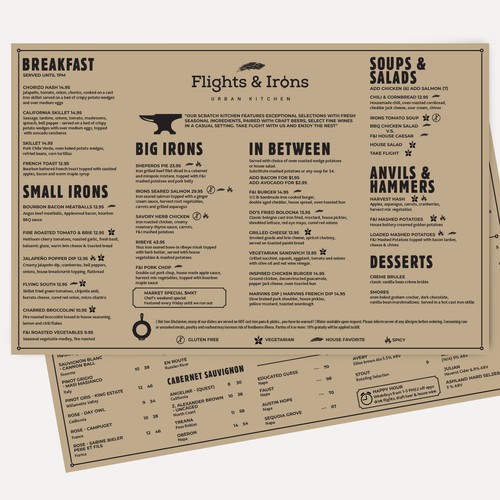 Refresh Menu Design for Local Wood Fired Kitchen Design by Nevermura