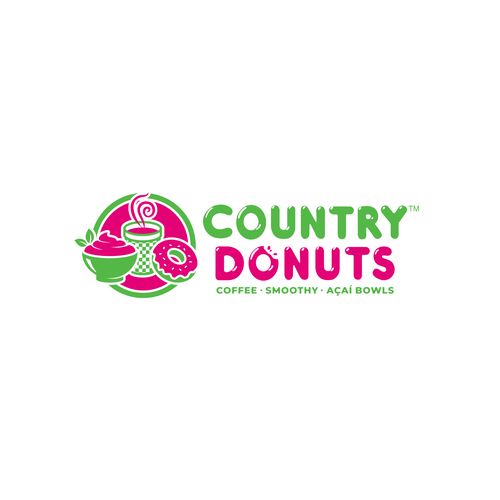 Diseño de We need a modern exciting logo to encompasses our Name Country Donuts Coffee smoothy bowls de crapit