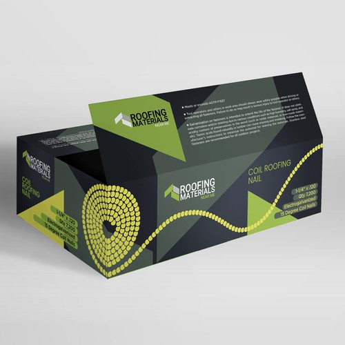 Completely new product package design for nails in the roofing industry. Design by Noyart