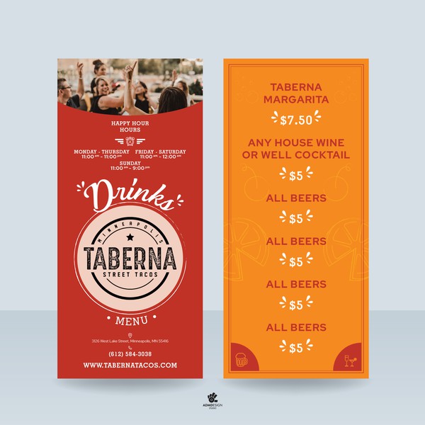 Taberna Stand Table Drinks Menu Design