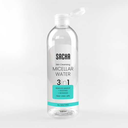 Sacha Micellar Water bottle 500ml Design by Ilka A.