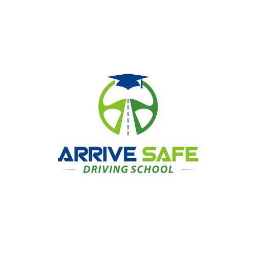 Create a eyecatching driving school illustration / logo for Arrive Safe. Design by 123Graphics
