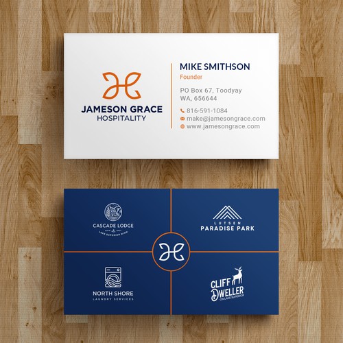 Create a modern and clean business card for a parent company with 4 subsidiaries Design by Roni_