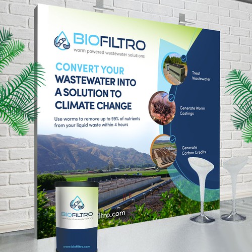 Design a Clean Trade Show Backdrop/Podium for a Regenerative Agriculture/Wastewater Company Design by Designbe