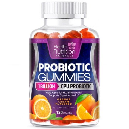 Healthy Probiotic Gummies Label needed for Health Nutrition Design réalisé par agooshe