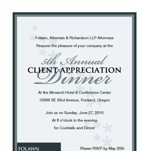 INVITATION TO CLIENT EVENT Design by MARLO