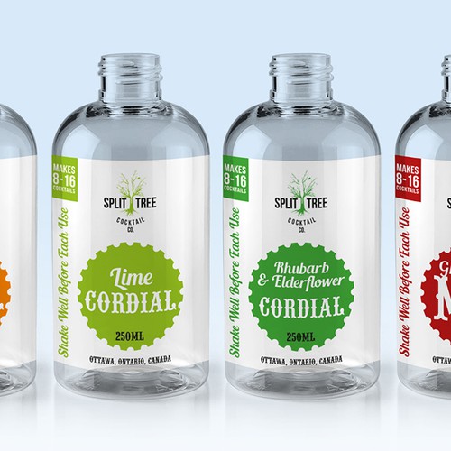 Create a custom group of labels for cocktail mixes! Design by bakelis