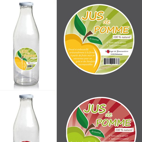 Autocollant de bouteille de jus de pomme 1L à personnaliser en ligne