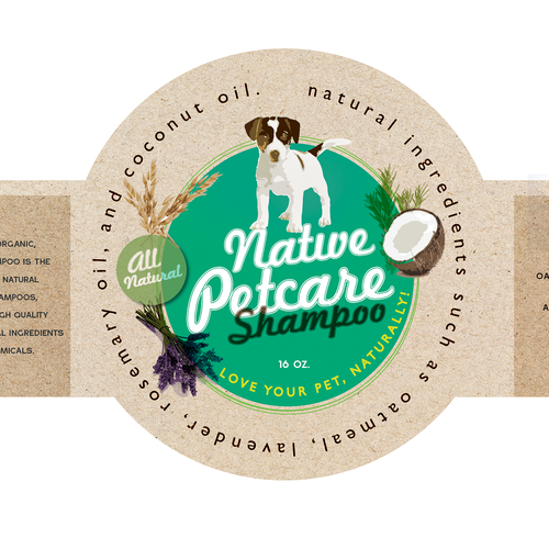 Create a clean, label for Native Petcare, an all-natural dog shampoo! Design by GMarie78