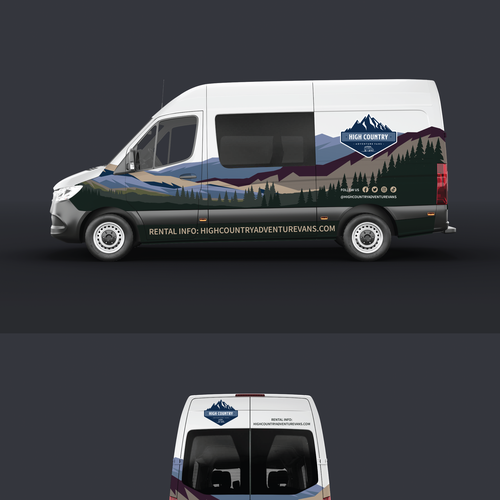 Nature inspired Sprinter Van Wrap design for High Country Adventure Vans Design by Rumon79