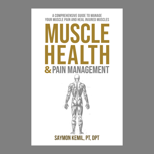 Book cover with a drawing images of the human anatomy combining muscles and bone structure. Design by johnny_an