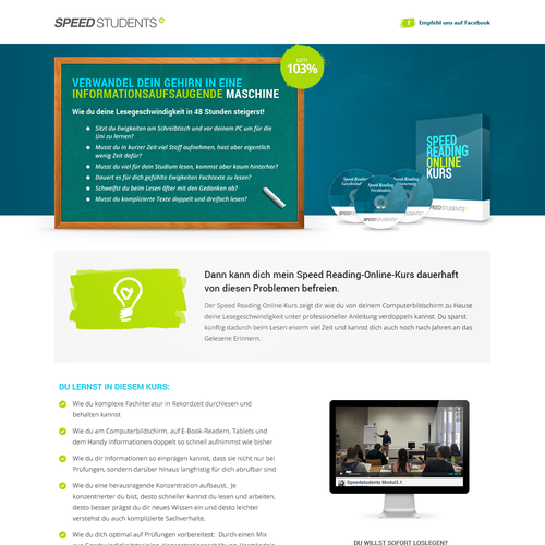 Landing page design contest entry by 640miles