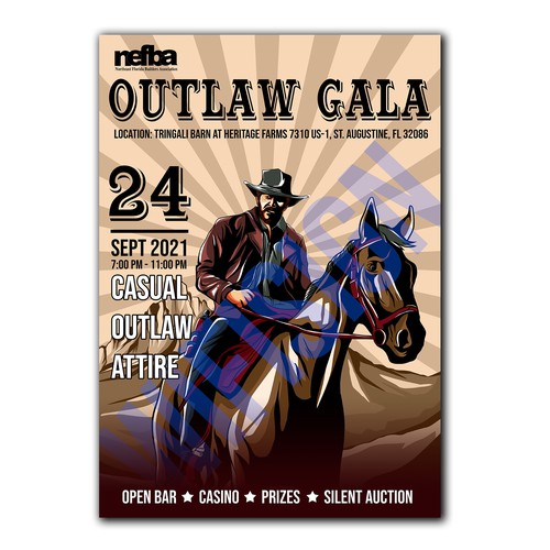 Design an Eye Catching flyer for our Outlaw Gala Design by WiFiSign