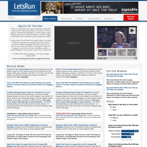 LetsRun.com Homepage Re-Design/Cleanup Diseño de JoshCorb