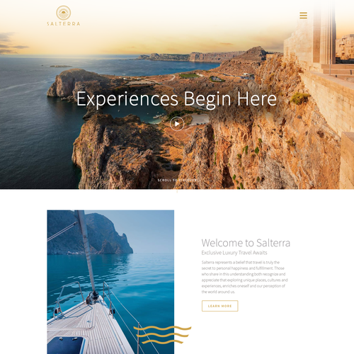 Create a beautiful dreamlike landing page for a luxury travel experience. Design by Web Hub