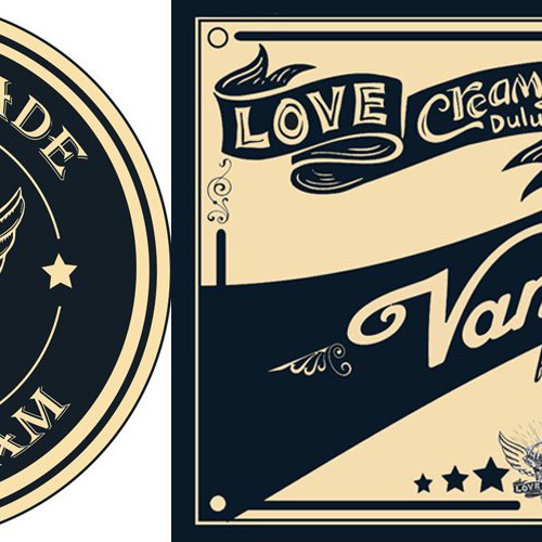 Ice Cream Container Labels for Love Creamery Design by Ani_MIlkshake