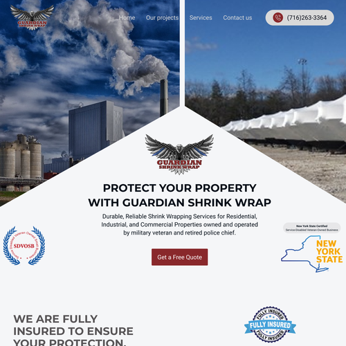 Guardian Shrink Wrap Home Page Design by Wahabcreative