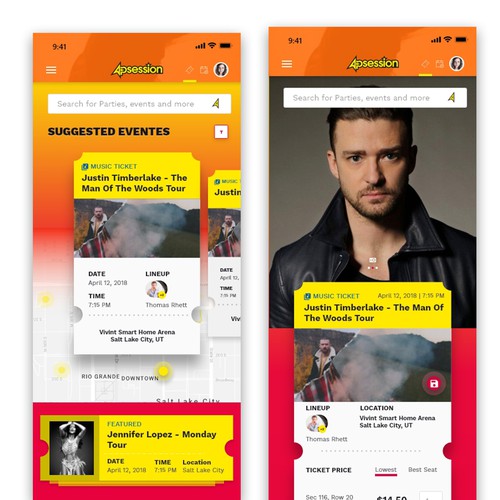 Design UI for awesome event ticketing app! Design by jaysonc