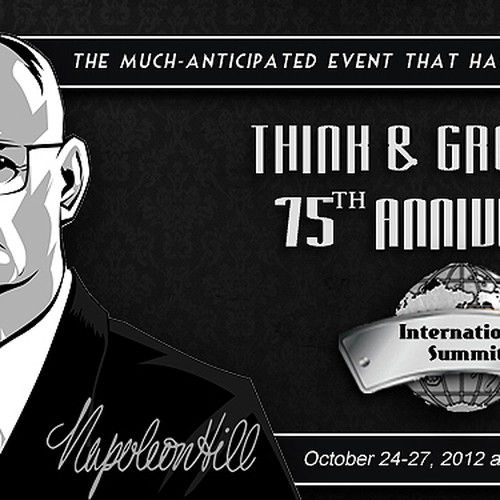 Banner Ad---use creative ILLUSTRATION SKILLS for HISTORIC 75th Anniversary of "Think & Grow Rich" book by Napoleon Hill Ontwerp door DORARPOL™
