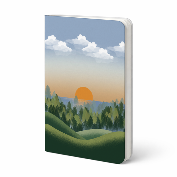 A serene, wraparound notebook cover inspired by quiet moments in nature.