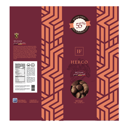 Bag and sticker design for finest Belgian chocolate chips (for baking/snacking) Design by Theresa Karissa