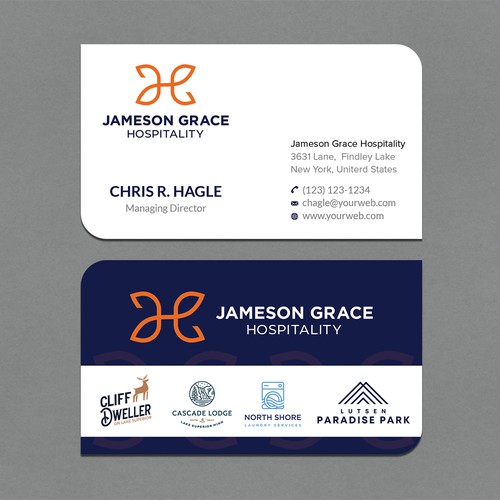 Create a modern and clean business card for a parent company with 4 subsidiaries Design by CurveSky™ ☑️