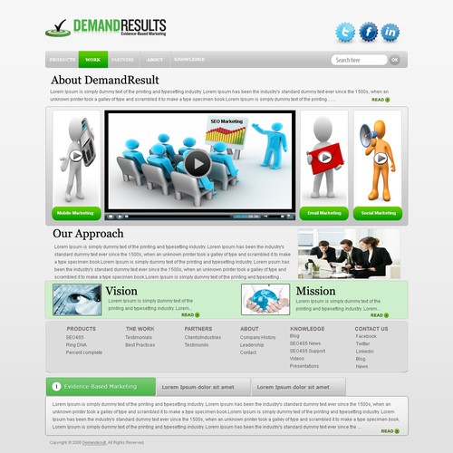 website design for DemandResults Diseño de Ranjana Choudhary