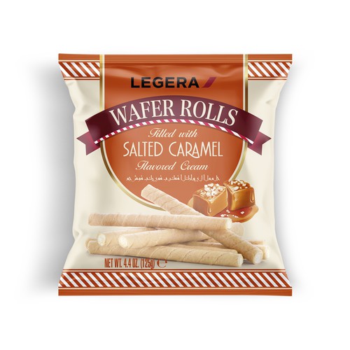 LEGERA Wafer Rolls Pack 125 gm - Salted Caramel Design by Gustavo RV