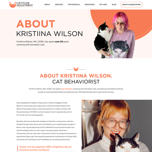 Create a website refresh for a cat behavior consultant! Design by Pinku