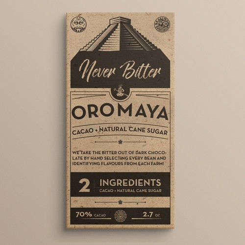 2 INGREDIENT, PURE CHOCOLATE BAR PACKAGE Design by Ideera