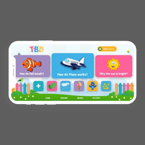 Clear and colorful app meant to engage young children Design by YusakG.F.X