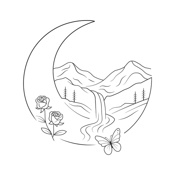 landscape aesthetic line art