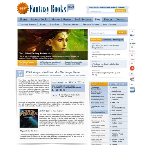 Help Best Fantasy Books with a new website design Réalisé par rosiee007