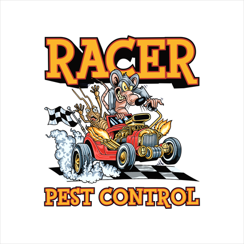 Design a cartoonish "Racing Pest at finish line" to promote our new pest control company Design by Hadeboga Studio