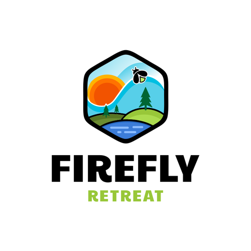 Firefly Retreat. Fun logo inspiring families to explore the outdoors! Design by hidra ✅