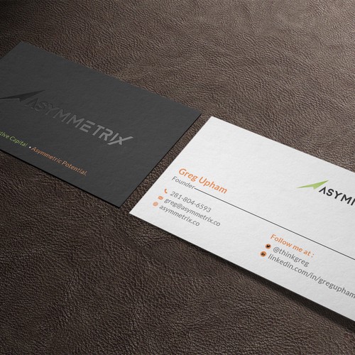 Design a cool, edgey but sophisticated business card for an alternative investment firm. Design von Roni_