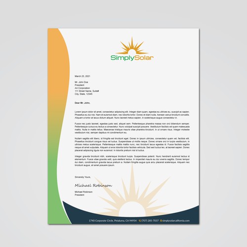 "Renewable Energy Company Letterhead" Design by Tcmenk