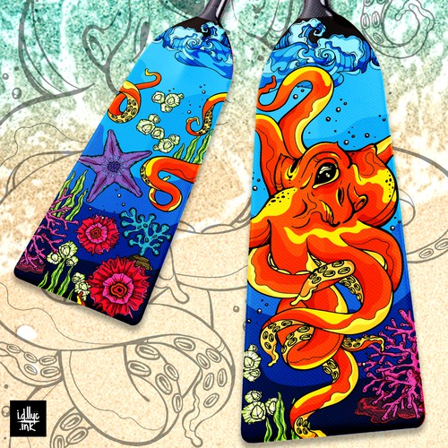 Dragon Boat Paddle Design: Octopus/ Kraken Design by DeeStinct